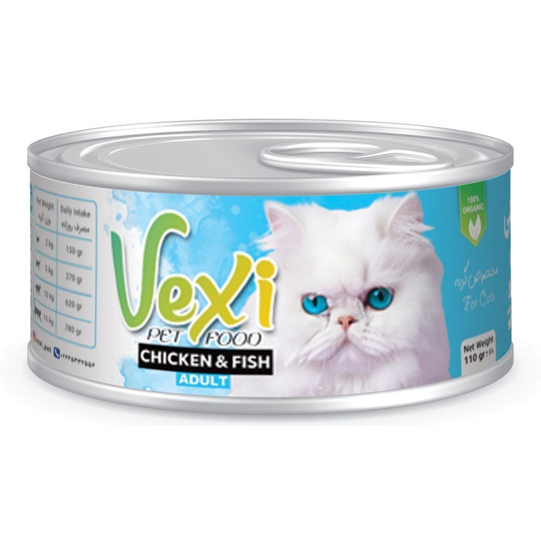  کنسرو گربه بالغ وکسی طعم مرغ و ماهی 110g 